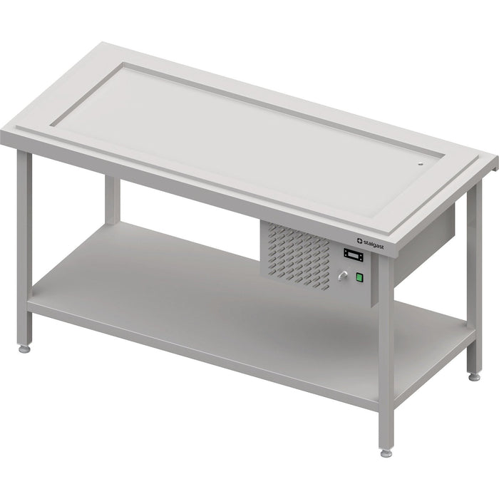 Stalgast - Kaltausgabe mit einer Kühlplatte 4x GN1/1, 1570x750x880, Edelstahlabdeckung - GastroDeals