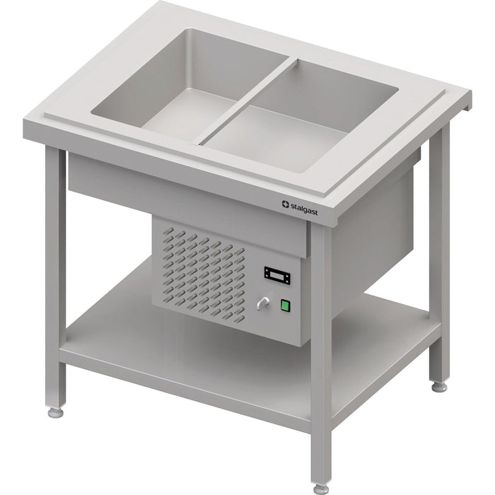 Stalgast - Kaltausgabe mit einer Kühlwanne 2x GN1/1, 920x750x880, Edelstahlabdeckung - GastroDeals