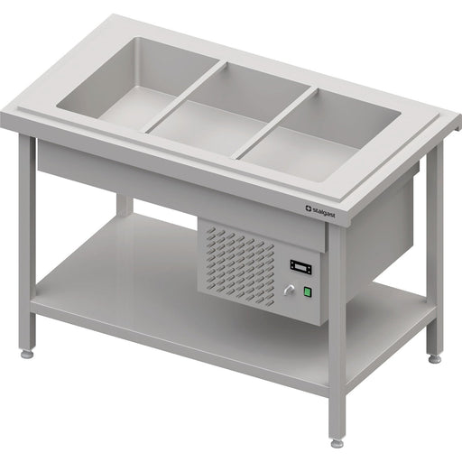 Stalgast - Kaltausgabe mit einer Kühlwanne 3x GN1/1, 1245x750x880, Edelstahlabdeckung - GastroDeals