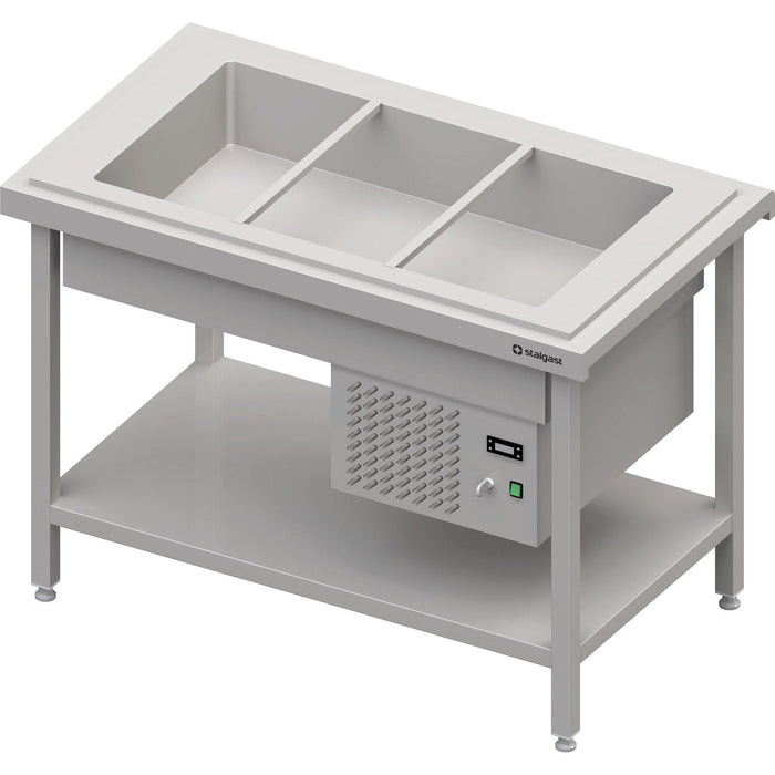 Stalgast - Kaltausgabe mit einer Kühlwanne 3x GN1/1, 1245x750x880, Edelstahlabdeckung - GastroDeals