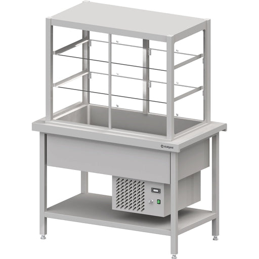 Stalgast - Kaltausgabe mit Selbstbedienungsvitrine und Kühlwanne, 1245x750x880, Granitabdeckung "Standard G1" - GastroDeals
