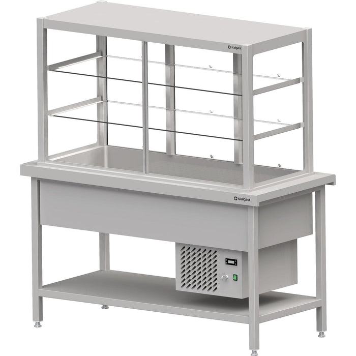 Stalgast - Kaltausgabe mit Selbstbedienungsvitrine und Kühlwanne, 1570x750x880, Granitabdeckung "Standard G1" - GastroDeals