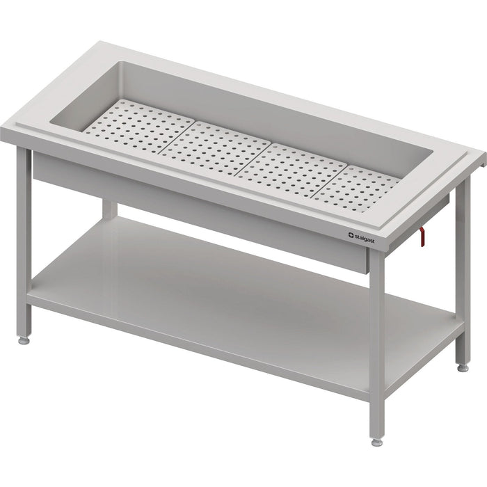Stalgast - Neutralausgabe mit Eiswanne 4x GN1/1, 1570x750x880 mm, Edelstahlabdeckung - GastroDeals