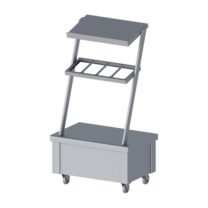 Stalgast - Neutralelement mit Aufsatzbord und Besteckausgabe, fahrbar 860x575x1580 mm für Speisenausgabesysteme - GastroDeals