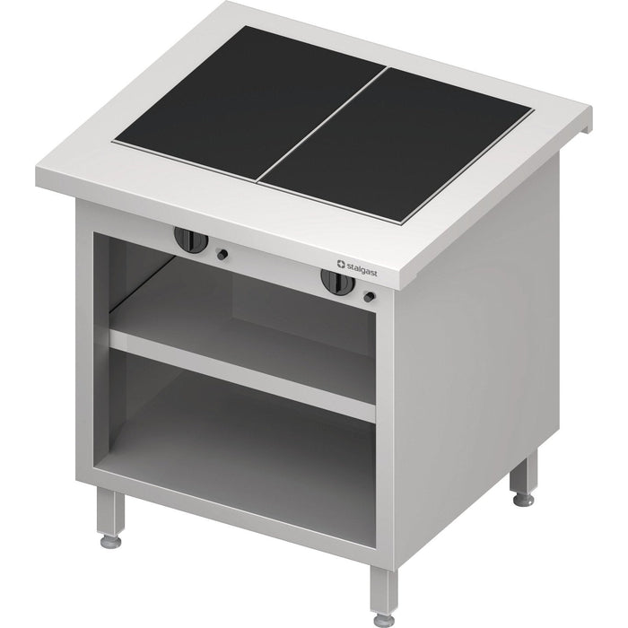 Stalgast - Warmausgabe "Free Flow" mit 2 Wärmeplatten aus Glaskeramik und offenem Unterschrank 799x750x880 mm, Granitabdeckung "Standard G1" - GastroDeals