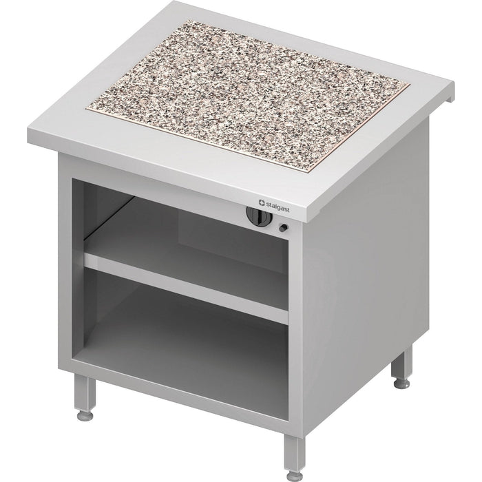 Stalgast - Warmausgabe "Free Flow" mit einer Wärmeplatte aus Granit und offenem Unterschrank 1132x750x880 mm, Granitabdeckung "Standard G1" - GastroDeals