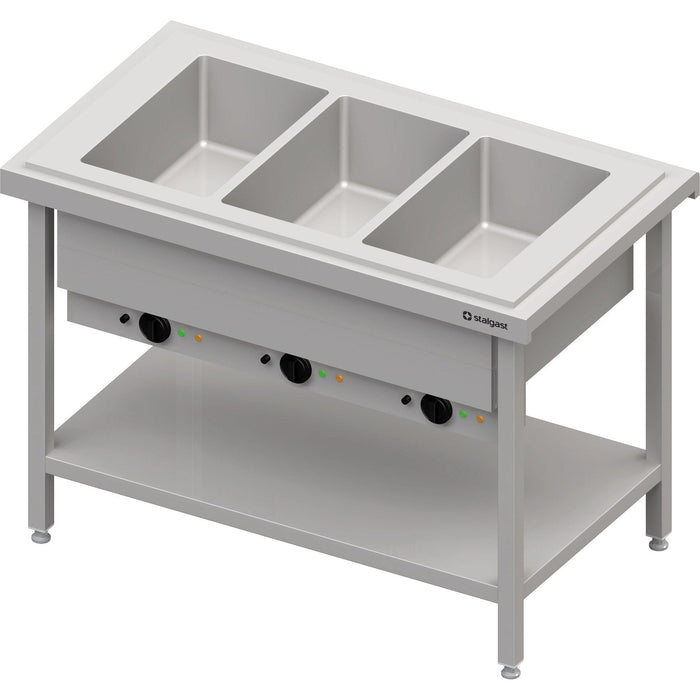 Stalgast - Warmausgabe mit Bain-Marie 3x GN1/1 Einzelbecken, 1245x750x880, Granitabdeckung "Standard G1" - GastroDeals