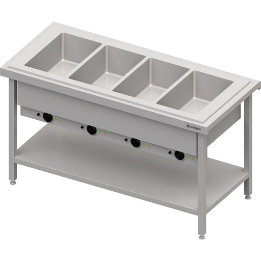 Stalgast - Warmausgabe mit Bain-Marie 4x GN1/1 Einzelbecken, 1570x750x880, Granitabdeckung "Standard G1" - GastroDeals