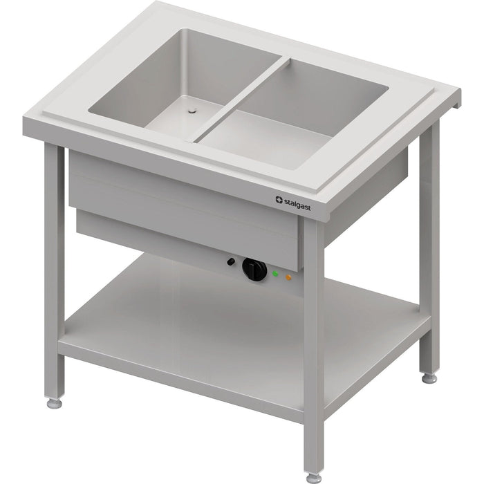 Stalgast - Warmausgabe mit einem Bain-Marie-Becken 2x GN1/1, 920x750x880, Edelstahlabdeckung - GastroDeals