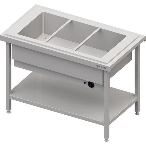 Stalgast - Warmausgabe mit einem Bain-Marie-Becken 3x GN1/1, 1245x750x880, Edelstahlabdeckung - GastroDeals