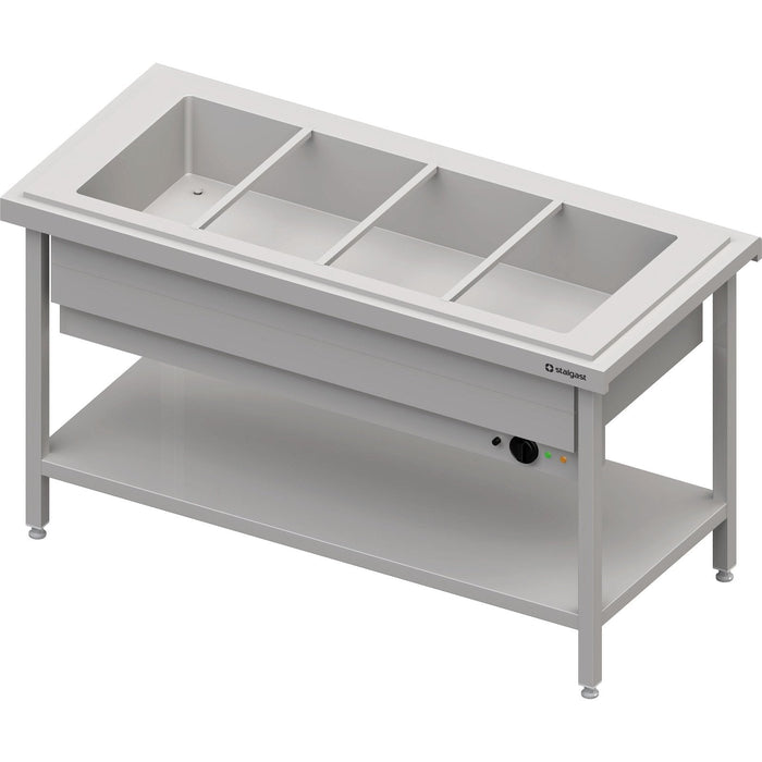 Stalgast - Warmausgabe mit einem Bain-Marie-Becken 4x GN1/1, 1570x750x880, Edelstahlabdeckung - GastroDeals