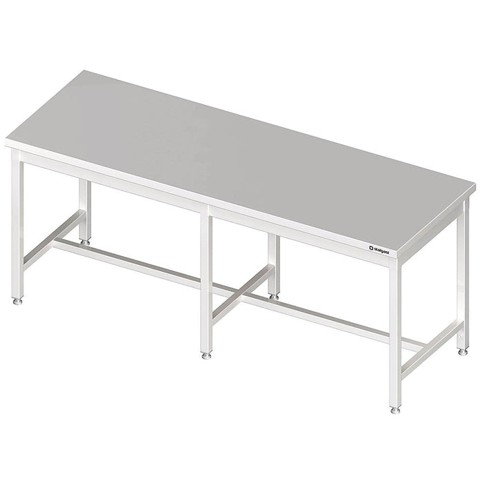 Stalgast - Zentralarbeitstisch mit mittiger Strebe, 2300x800x850 mm, ohne Aufkantung, verschweißt - GastroDeals