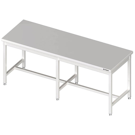 Stalgast - Zentralarbeitstisch mit mittiger Strebe, 2500x700x850 mm, ohne Aufkantung, verschweißt - GastroDeals