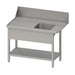 Stalgast - Zulauftisch "PRO", Korbführung mit Gefälle, mit Grundboden und einem Becken 1800x750x880 mm, Anbauseite links, mit Aufkantung 200 mm und Beckenblende, verschweißt - GastroDeals