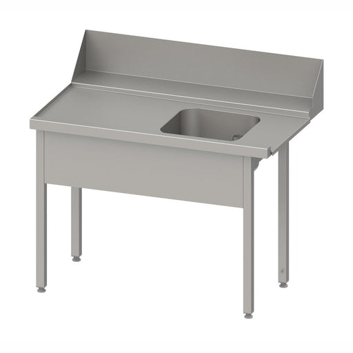 Stalgast - Zulauftisch "Pro", Korbführung mit Gefälle, ohne Grundboden mit einem Becken 1500x750x880 mm, Anbauseite links, mit Aufkantung 200 mm und Beckenblende, verschweißt - GastroDeals