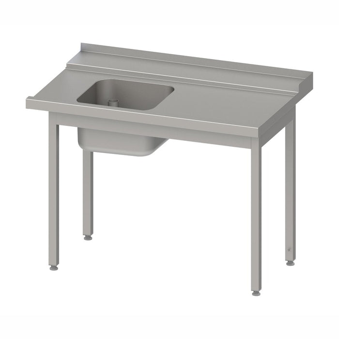 Stalgast - Zulauftisch "Pro", Korbführung mit Gefälle, ohne Grundboden mit einem Becken 1500x750x880 mm, Anbauseite rechts, mit Aufkantung, verschweißt - GastroDeals