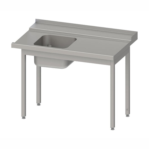 Stalgast - Zulauftisch "Pro", Korbführung mit Gefälle, ohne Grundboden mit einem Becken 1700x750x880 mm, Anbauseite rechts, mit Aufkantung, verschweißt - GastroDeals