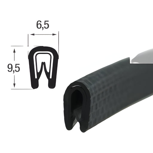 W.E. Blaschitz - Kantenschutz schwarz Weich PVC Klemmbereich 1-2 mm / 9,5x6,5 mm - GastroDeals